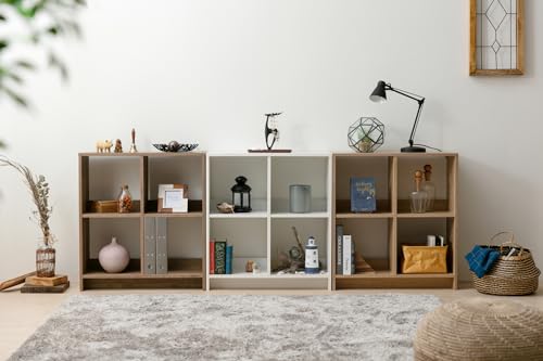 Estante de madera Iris Ohyama WOS-4, librería cubo modular con 4 estantes en color marrón claro 4