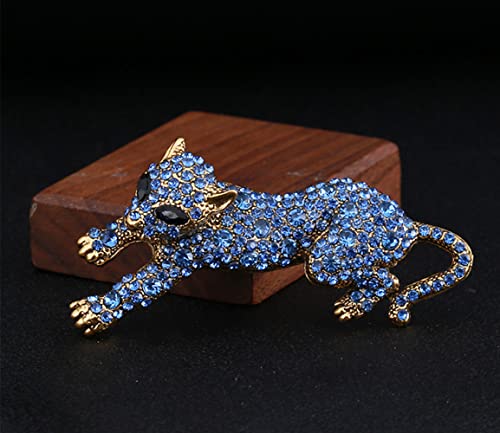 Image of Fashion Women Men Vintage Leopard Brooch Colorful Full Rhinestones Crystals Wild Animal Corsage Lapel Pin Birthday Gift Party