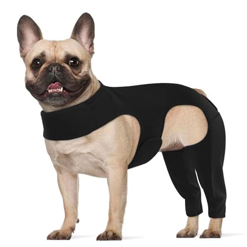 Image of ROZKITCH Dog Sleeve to Prevent Licking for Rear Right Left Leg, Adjustable Pet Leg Sleeve Anti Licking Wound Elbow Protector for Sprain ACL CCL Arthritis Joint Care Black XS