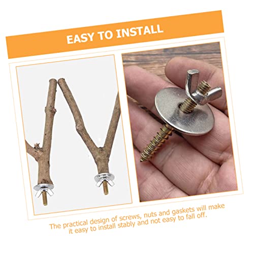 Image of balacoo Bird Cage Perch Screws and Nuts Kit Bird Perch Fixing Accessories with 8 Screws 16 Gaskets 8 Fixing Caps Stainless Steel Cage Hardware for Stand Installation and Repair