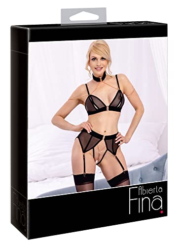 Set soutien-gorge noir XL Abierta Fina de haute couture intime