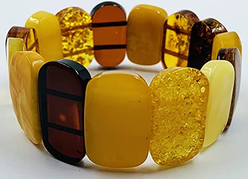 Natural Baltic Amber Stretch Bracelet - Hand Made from Polished/Certified Baltic Amber Beads(Multicolor)4