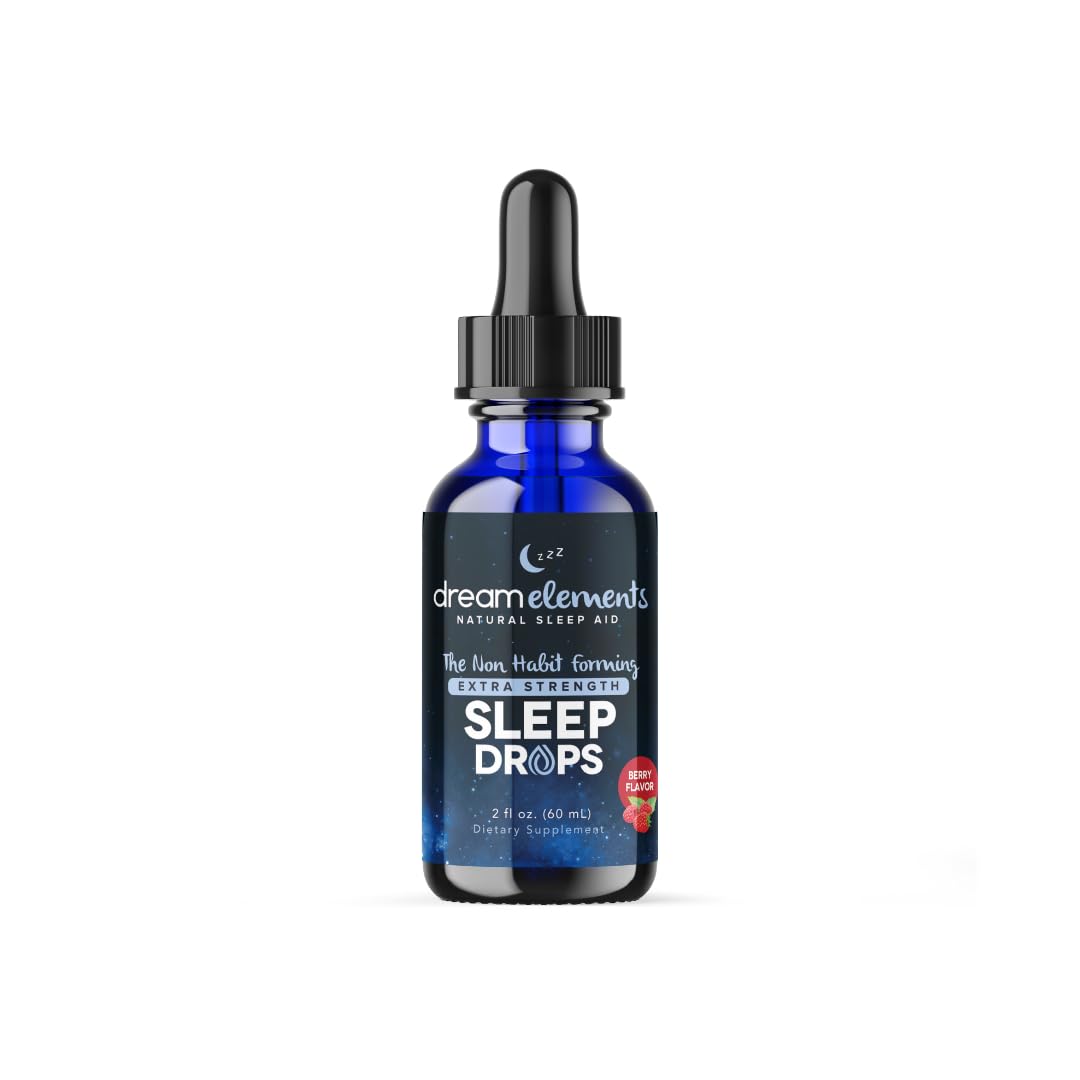 Amazon.com: Dream Elements Liquid Sleep Drops – Extra Strength Natural  Sleep Aid with Melatonin, L-Theanine, Valerian, and Magnesium –  Fast-Acting, Non-Habit Forming, Berry Flavor, 2oz : Health & Household