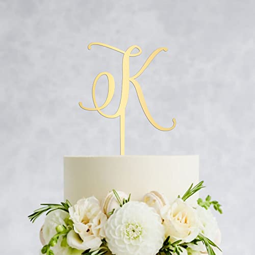 Vinisong Letter K Cake Topper Acrylic Gold Initials Cake Topper Personalized Acrylic Cake Toppers Happy Birthday Wedding Anniversary Cake Decoration Party Supplies #TOP3