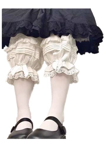 [Mimomomm] 风琴褶 ロング ドロワーズ かぼちゃパンツ 安全 男女兼用 男の娘 メンズ メンズインナー かわいい 女装 変装 仮装 寝間着 弾力 コスプレ 女の子 レディース 日系 少女 男性 女性 大きいサイズ 白 - 画像1