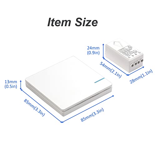 Interruptor de pared inalámbrico ON OFF con mini receptor para casa e interior 6