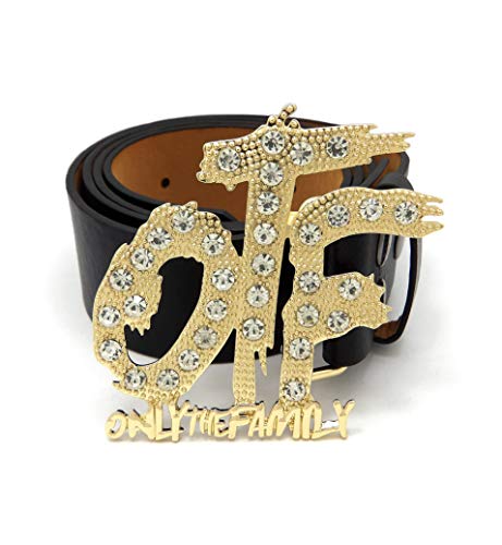 BLINGFACTORY Hip Hop Style Collection Gold PT OTF Only The Family Buckle & Leather Belt (Buckle ONLY)