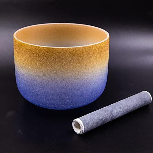クリスタル シンギング ボウル - つや消しグラデーション カラー、432Hz チャクラ サウンド ボウル、キャリー ケース、シープスキン スティック & O リング付き、ヨガ瞑想 & サウンド ヒーリングに最適 (Color : 7”-A Note)