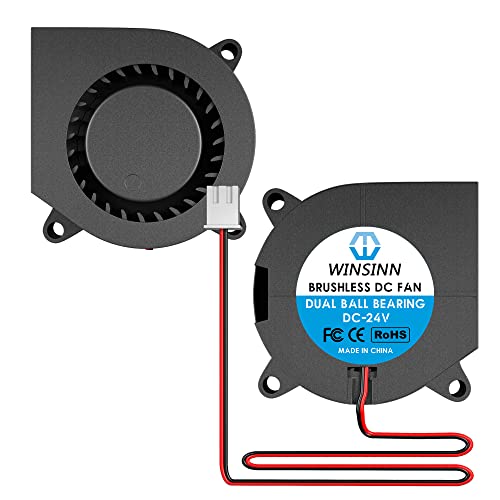 WINSINN 40mm Blower Fan 24V, 3D Printer Micro 24 Volt Fans Blower 4020 Dual Ball Bearing, Brushless Cooling 40mmx20mm 2PIN (Pack of 2Pcs)