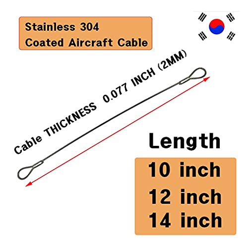 Ssack Stainless 304 Steel Looped Aircraft Cable Length Of 10Inch 12Inch 14Inch 20Inch - Stainless Coated Wire Rope Crimps Ferrules 10Pack Of Set (10Inch) #TOP2