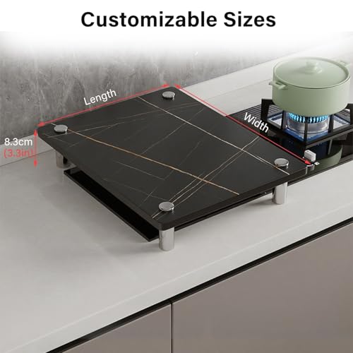 Couvercle de table de cuisson noir trempé multifonction avec pieds stables de 8.3cm - 3