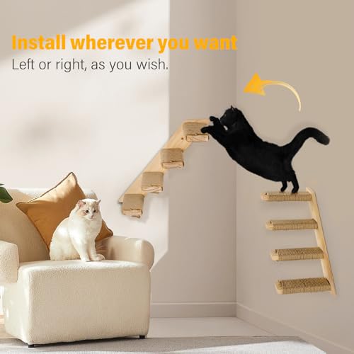 2 Pack 4 Steps Cat Wall Shelves and Stairs con cuerda sisal miniatura 5