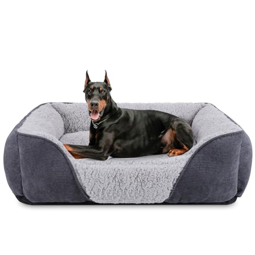 JOEJOY Hundebett Grosse Hunde, Hundekorb Waschbar, Flauschig HundeköRbchen, rutschfest Hundebetten, Kuschelig PlüSch Hundesofa für Hunde und Katzen, 89×63×23 cm