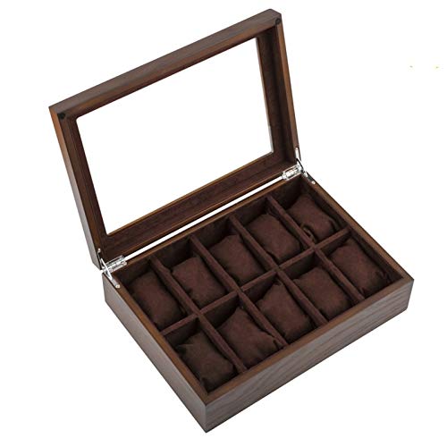 10 Slot Watch Display & Aufbewahrungsbox, for Männer & Frauen, Leder-Uhr-Organizer, Display-Glas-Top-Schmuck-Fall-Organisator, for saubere Raum
