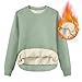 Thermo Pullover Damen Teddy Fleecepullover Oversize Rundhals Sweatshirt Warm Sherpa Gefütterte Pulli Winter Dick Thermounterwäsche Große Größe Elegant Einfarbig Winterpullover Weich Plüsch Unterhemd