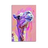  CWBUFD Poster decorativo su tela con animali del cammello magico per la camera da letto della famiglia, 60 x 90 cm