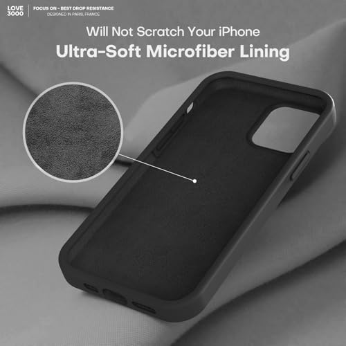 Image of LOVE 3000 Compatible with iPhone 12 Pro Max Phone Case | Thickening 2.1 MM Liquid Silicone | Anti-Scratch Microfiber Lining | Full-Body Duty Heavy Protection Case for Men, Black