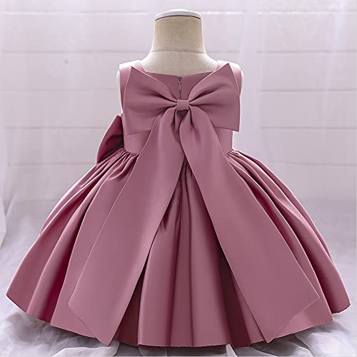 Idopip Flower Girls Bowknot Tutu Dress For Kids Baby Wedding Bridesmaid Birthday Party Pageant Formal Dresses Toddler Little Princess First Communion Baptism Christening Prom Gown Dusty Pink 18-24 Months thumb #2