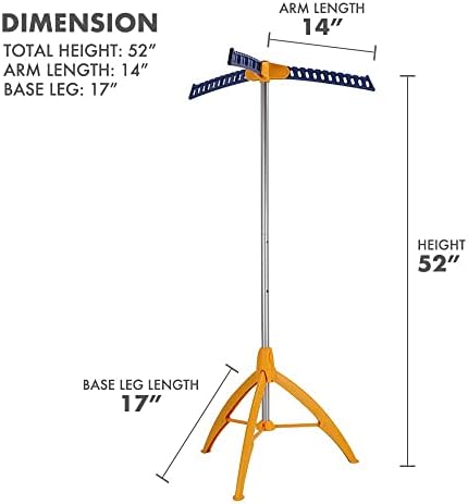 Collapsible Clothes Drying Rack, Portable Clothing Garment Rack Indoor, Foldable Standing Laundry Racks for Drying Clothes, Hangaway Garment Rack, Steamer Hanger Stand, Orange and Blue