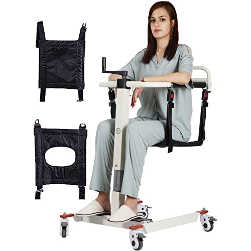 Odie·tom Steel Transport Wheelchair, Portable Patient Lift, Lightweight Foldable Transfer Chair Manual Lift Wheelchair, Adjustable Base Width, Bathroom Wheelchair With Padded Seat #TOP24