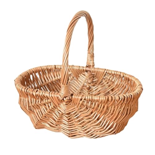 Eladcncmc Spacious Wicker Basket With Ergonomic Handle Designed For Environmentally Shoppers And Gardening Enthusiasts
