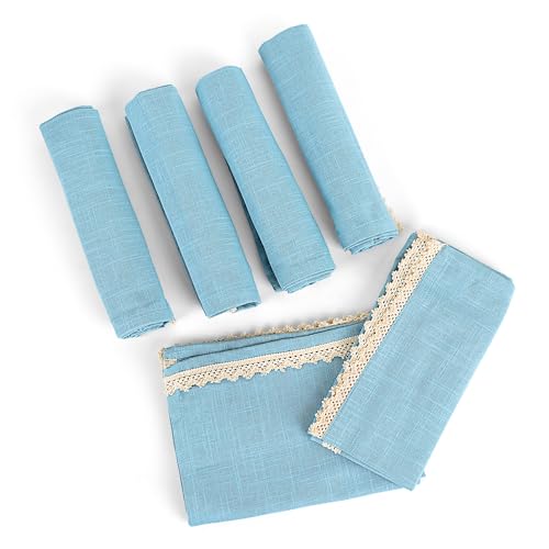 Image of FINGERCRAFT Kitchen Cloth 100% Soft High GSM Cotton Fabric Kitchen Towel, 20 x 30 Inches Perfect Size for Kitchen Uses, Set of 6, Multipurpose Use as Dish Towel, Bar Towel (Powder Blue)
