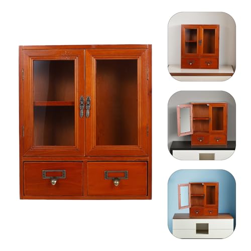 Hohopeti Armario de Almacenamiento Rústico de Madera para Pared, Mini Vitrina Doble Puerta, Armario Compacto para Habitación y Primeros Auxilios - imagen 8