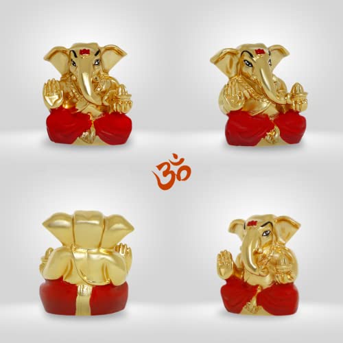 Image of Neodrift Ganesh Idol for Car Dashboard (Real 24kt & 999 Silver Plated, Dual-Tone Gold & Silver) (Model ND06) - Enhance Your Drive
