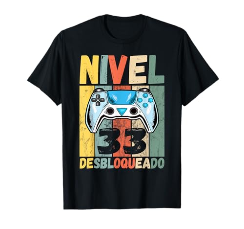 Nivel 33 Desbloqueado Gamer 33 Años 33 Cumpleaños Camiseta