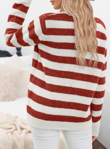 Image of Dokotoo Sweaters for Women 2026 Crewneck Striped Cute Color Block Fall Winter Knitted Pullover Tops