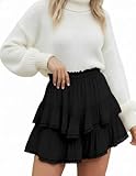 Seawhisper Black Ruffle Shorts Skirt Skort Flowy Cute Western Outfit for Women Cowgirl Country Concert Outfits Womens Nashville Pirate Boho Skirts XL