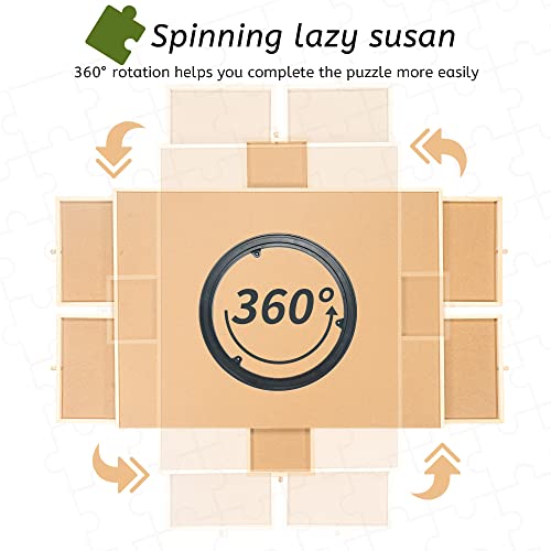 RONMALL 1500 Piece Rotating Puzzle Board with Drawers and Cover, Portable Jigsaw Puzzle Table for Adults and Kids, Spinning Lazy Susan Puzzle Board Table