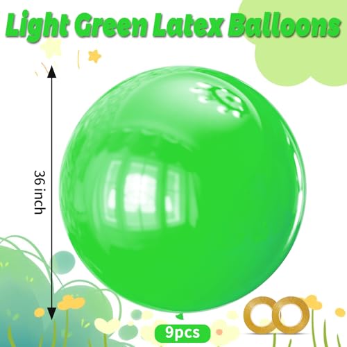 Image of Lime Green Balloons 9pcs 36 Inch Extra Large Big Jumbo Giant Neon Yellowish Light Green Latex Balloons for Graduation Halloween Summer Baby Showers Birthday Party Decorations