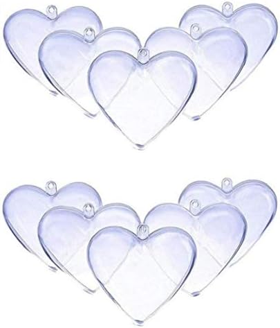 10PCS Christmas Tress Transparent Open Plastic Clear Acrylic Heart-shaped Fillable Ball Ornament Gift Present Box Decoration