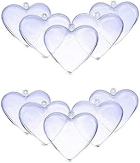 10PCS Christmas Tress Transparent Open Plastic Clear Acrylic Heart-shaped Fillable Ball Ornament Gift Present Box Decoration