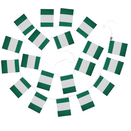 Image of AZ FLAG Nigeria 6 meters BUNTING Flag 20 flags 9'' x 6'' - Nigerian STRING flags 15 x 21 cm