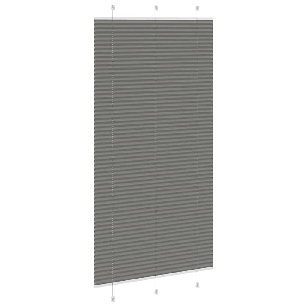 Plissee Anthrazit 105x200 cm Raffrollo Sichtschutz Sonnenschutz Polyester, blickdichtes Thermo Plissee mit Klemmträgern für Fenster Türen Balkon und Dachfenster