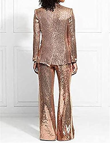 Pant Suit for Women 2 Piece Sequin Pants Suit Set Blazer Business Wedding Tuxedos Party Wear Suits2