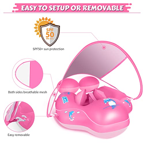 image for LAYCOL Baby Swimming Float with UPF50+ Sun Canopy Baby Floats for Pool