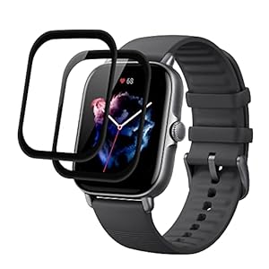 Niboow Schutzfolie für Amazfit GTS 3 [2 Stück], 3D Kohlefaserkante Displayschutzfolie, Vollabdeckung Premium Flexibles Panzer Schutz Glas, Anti-Kratzer Blasenfrei Schutzfolie für Amazfit GTS 3
