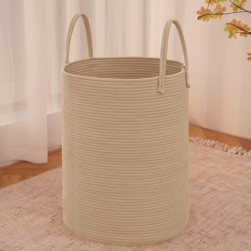JMvicyroam 100L Cotton Rope Laundry Basket Hamper, Jute