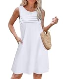 OFEEFAN Summer Dresses for Women 2026 Plus Size Swing Tank Casual Dress Spring Sundresses White XXL