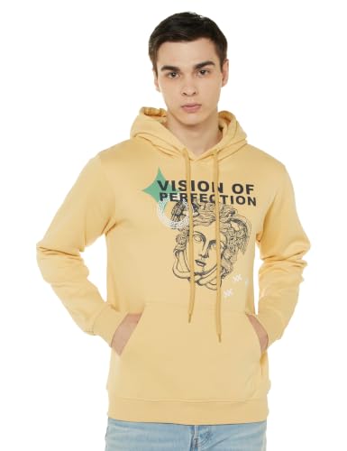 Image of Veirdo Cotton Fleece Regular Fit Full Sleeve Hooded Sweatshirt Front and Back Graphic Printed Jumper Hoodie for Men
