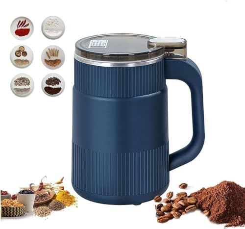 Household Small Powder Grinding Machine, Grain Mills, Herb Grinder, Spice Grinder, Electric Coffee Grinder, Multifunctional Grinding Machine with 304 Stainless Steel Blade (Blue)