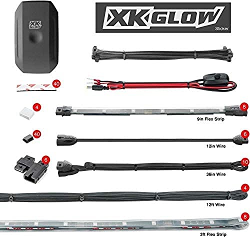XKGLOW chrome App Control Marine Professional LED Accent Light Kit - (8) 10' Strips & (8) 36' Stri