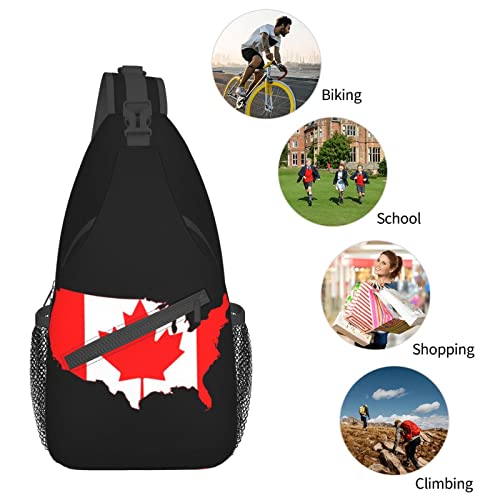 Mochila bandolera unisex con bandera canadiense y mapa USA miniatura 7