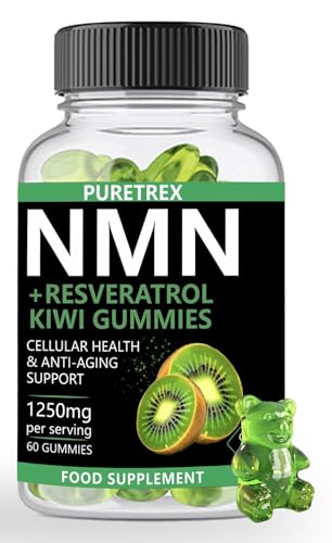 Puretrex NMN + Resveratrol Kiwi Gummies, 1250mg per Serving, 60 Gummies, Cellular Health & Anti-Aging Support