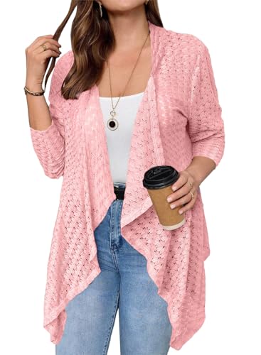 Image of Eytino Plus Size Cardigan for Women Lightweight Half Sleeve Summer Loose Kimono Cardigan Beach Cover Ups(1X-5X)