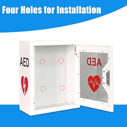 Image of Wall Mounted AED Cabinet Snap Lock Steel Storage Fits All AED Models 14.2 x 7.1 x 15.7 Inches for Public Spaces Offices Hospitals