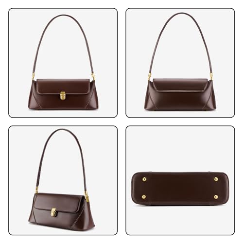 Shoulder Bag for Women Vintage Purse Fashion Classic Vegan Leather Clutch Tote Retro Handbag with Buckle Closure 5